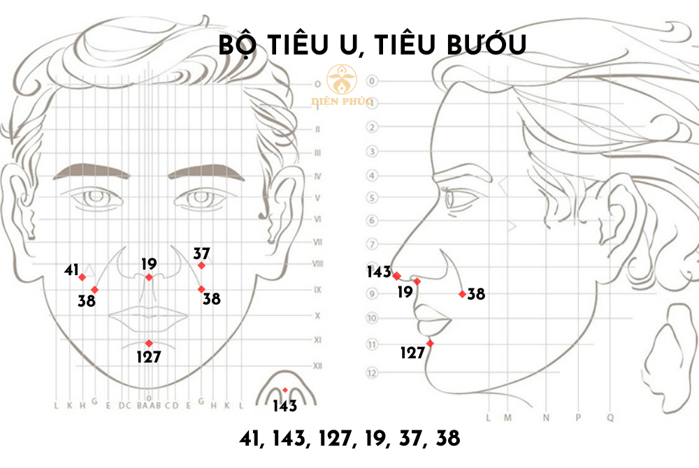 Bộ huyệt tiêu u tiêu bướu Diện Chẩn